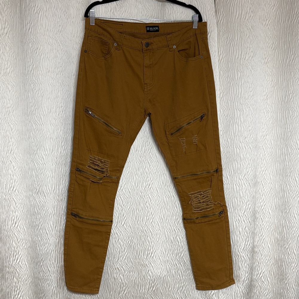 CJ Black Premium Distressed Jeans Men's Skinny Flex Brown Hip Hop- Size 36/32